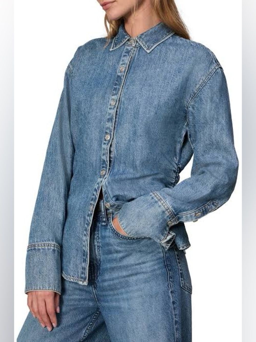 Rag & bone Leah Ultra Featherweight western Denim Shirt Liliana Blue L